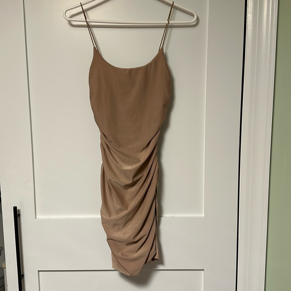 Adika XS Ruched Beige Dress